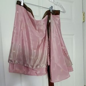 🗯 Pink Silk Sari Skirt OS Reversible Two layer